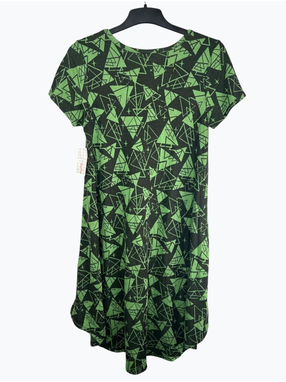 Lularoe Carly Geometric Print Green & Black Short Sleeve Dress Small - Picture 3 of 15